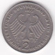 2 Deutsche Mark 1972 F STUTGART , Konrad Adenauer, Cupronickel, KM# 124 - 2 Mark