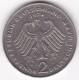 2 Deutsche Mark 1974 F STUTGART   , Theodor Heuss , Cupronickel, KM# A127 - 2 Marcos