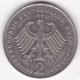 2 Deutsche Mark 1990 F Stuttgart , Franz Josef Strauss. Cupronickel ,KM# 175 - 2 Marcos