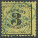 BADEN LP 2x O, 1863, 3 Kr. Schwarz Auf Gelb, Seltener Blauer R2 HOCHHAUSEN, Rechts Kleiner Einriss Sonst Pracht, Kurzbef - Used