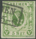 BREMEN 4b O, 1861, 5 Sgr. Moosgrün, Kleine Mängel, Feinst, Fotobefund Heitmann, Mi. 380.- - Brême