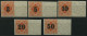 WÜRTTEMBERG 184-88PU , 1923, 3 - 50 Pf. Auf 25 Pf. Rotorange, Ungezähnt, Alle Vom Rechten Rand, Falzrest, Prachtsatz. Mi - Other & Unclassified