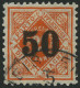 WÜRTTEMBERG 188 O, 1923, 50 Auf 25 Pf. Rotorange, Stempel WEISSENAU, üblich Gezähnt Pracht, Fotoattest Winkler, Mi. 1100 - Sonstige & Ohne Zuordnung