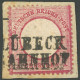 Dt. Reich 19 BrfStk, 1872, 1 Gr. Rotkarmin, Kleines Format (L 15) Auf Briefstück Mit L2 LÜBECK BAHNHOF, Prachtbriefstück - Autres & Non Classés