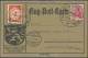 ZEPPELINPOST 11FR BRIEF, 1912, 20 Pf. Flp. Am Rhein Und Main Mit 20 Pf. Zusatzfrankatur Auf Flugpostkarte, Sonderstempel - Luchtpost & Zeppelin