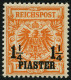 DP TÜRKEI 9ba , 1899, 11/4 PIA. Auf 25 Pf. Dunkelorange, Falzrest, Pracht, RR!, Fotoattest Jäschke-L., Mi. 1200.- - Turkse Rijk (kantoren)