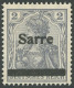 SAARGEBIET A1 PF M , 1920, 2 Pf. Dunkelblaugrau (schraffierter Hintergrund), Aufdruck Irrtümlich Auf Dt. Reich Mi.Nr. 83 - Sonstige & Ohne Zuordnung