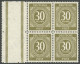 ALLIIERTE BES. 928L , 1946, 30 Pf. Oliv Im Viererblock Mit Zwei Links Anhängenden Leerfeldern (Zwischenstegen), Postfris - Autres & Non Classés