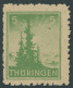 THÜRINGEN 94AYbz2 , 1945, 5 Pf. Dunkelsmaragdgrün, Spargummierung, Dickes Papier, Fallende Papierstreifung, Pracht, RRR! - Other & Unclassified