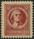 THÜRINGEN 97bt , 1945, 12 Pf. Dunkelbräunlichrot, Gelblichgraues Papier, Pracht, Gepr. Ströh, Mi. 150.- - Altri & Non Classificati