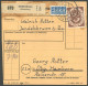BUNDESREPUBLIK 134 VB BRIEF, 1954, 50 Pf. Posthorn Im Zentrisch Gestempelten Viererblock Rückseitig Auf Paketkarte Mit 6 - Other & Unclassified