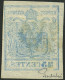 LOMBARDEI UND VENETIEN 5Xa O, 1850, 45 C. Dunkelblau, Handpapier, Type I, Unterlegte Mitte, Deutlicher Maschinen-Abklats - Lombardy-Venetia