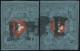 SCHWEIZ BUNDESPOST 7II O, 1850, 5 Rp. Schwarz/zinnoberrot Auf Blau, Ohne Kreuzeinfassung, Type 36 Und 28 Vom Druckstein  - Sonstige & Ohne Zuordnung