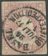 SCHWEIZ BUNDESPOST 15IIAzm O, 1857, 15 Rp. Rosa, Berner Druck II,(Zst. 24F), Auf Seidenpapier, K1 BASEL, Obere Randlinie - Other & Unclassified