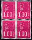 Bloc De 4 T.-P. Gommés Dentelés Neufs**  Type Marianne De Béquet 1 F. Rouge Taille Douce - N° 1892 (Yvert) - France 1976 - 1971-1976 Marianne Of Béquet