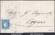 FRANCE N°60A SUR LETTRE ETOILE DE PARIS 26 + CAD GARE DU NORD DU 25/10/1872 - 1871-1875 Ceres