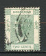 H-K  Yv. N° 34 ; SG N° 56 Fil CA (o)  2c Vert-gris  Victoria  Cote  1 Euro BE   2 Scans - Used Stamps