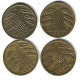 *germany Lot 5 Rentenpfennig 1924a+24d+24g+24j      (lot 12) - 5 Rentenpfennig & 5 Reichspfennig