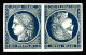 N°8d, Non émis, 20c Bleu Foncé En Paire Tête-bêche, Bord De Feuille Inférieur, Quatre Belles Marges Et Fraîcheur Postale - 1849-1850 Cérès