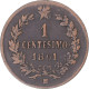 Monnaie, Italie, Centesimo, 1861, Milan, TB, Cuivre, KM:1.1 - 1861-1878 : Victor Emmanuel II