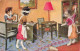 FANTAISIE - Animaux Habillés - Chattes Faisant Le Ménage - Bureaux - Carte Postale Ancienne - Dressed Animals