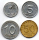 GERMAN DEMOCRATIC REPUBLIC, Set Of Four Coins 1, 5, 10, 50 Pfennig, Aluminum, Year 1949-50, KM # 1, 2, 3, 4 - Other & Unclassified