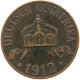 GERMANY EMPIRE 1 HELLER 1912 J OSTAFRIKA #s081 0215 - German East Africa