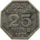 GERMANY NOTGELD 25 PFENNIG 1921 MÜLHEIM #s088 0323 - Monétaires/De Nécessité