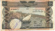 YEMEN P9 10 DINARS 1984 Signature 1 STAMP   VG TEAR - Yémen