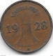 Germany  Weimar 1 Pfennig 1928 A  Km 37  Vf+ - 1 Renten- & 1 Reichspfennig