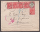 1906 Envelope Sent Registered From London To Italy With QV 1892 4 1/2d Jubilee And Five KEVII 1d Tied High Holborn Cds - Briefe U. Dokumente