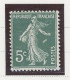 VARIETÉ- N°137   -5 C VERT  SEMEUSE CAMÉE  N* -2 TRAITS PARASITES SOUS LE BRAS DROIT - Unused Stamps