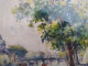 Delcampe - Tableau Aquarelle Paris Bord De Seine Animée Ca1960 - Aquarel