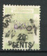 H-K  Yv. N° 49 ; SG N° 45 Fil CA  (o) 20c Vert-gris Victoria Cote 165 Euro BE  2 Scans - Used Stamps