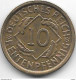 *germany  Weimar 10 Rente  Pfennig 1924 G    Km 33 Vf - 10 Rentenpfennig & 10 Reichspfennig