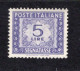 Italia (1947) - 5 Lire Segnatasse, Filigrana Ruota SA ** - Impuestos