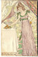 FEMME ART NOUVEAU  GOURMANDE  -   DESSINS AQUARELLE  REALISEE SUR CARTE POSTALE  PAPIER A DESSIN  1901 - Aquarelles