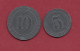 Allemagne 2 Jetons , Gefangenenlager, Munster, 10 Pfennig Et 5 Pfenning TTB+, Zinc - Noodgeld