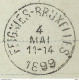 9Af-999:FREIGNIES-BRUXELLES 4 MAI 1899 + TX4: BRUGES / Pk:Chartes: La Rue Du Bourg: Afgestempeld 18999 - Ambulantes