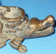 Bronze Monkey On A Crocodile Pipe Lotus Bowl 6 Cm Tall - Asian Art