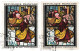 France 1963 Y&T 1377. 2 FDC, Vitrail De L'église Ste Foy, Conches. Curiosité, Doublure Rouge De L'étoffe Jaune - Glas & Fenster