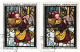 France 1963 Y&T 1377. 2 FDC, Vitrail De L'église Ste Foy, Conches. Curiosité, Ciel Outremer Et Bleu-noir - Glasses & Stained-Glasses