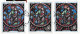Delcampe - France 1964 Y&T 1419. 3 CM Vitrail Rosace De Notre-Dame De Paris. Normal, Ourlet Blanc + Rouge Déplacé, Décoration Noire - Verres & Vitraux