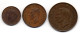 SOUTH AFRICA, Set Of Three Coins 1/4, 1/2, 1 Penny, Bronze, Year 1940-47, KM # 23, 24, 25 - South Africa