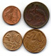 SOUTH AFRICA, Set Of Four Coins 1, 5, 10, 20 Cents, Copper, Brass, Year 1996-97, KM # 158, 160, 161, 162 - South Africa