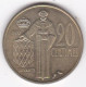 Monaco. 20 Centimes 1974, Rainier III, En Cupro Aluminium - 1960-2001 New Francs