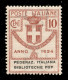 Regno - Servizi - 1924 - 10 Cent Biblioteche Pop. (34b) Senza Punto Dopo Pop + Pederaz (non Catalogato) - Gomma Integra - Autres & Non Classés