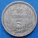 CHILE - 20 Centavos 1933 KM# 167.3 Decimal Coinage (1835-1960) - Edelweiss Coins - Chile