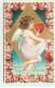 N°20774 - Carte Gaufrée - I Greet Thee Valentine - Angelot Avec Un Coeur à La Main - Valentinstag