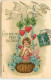 N°12982 - Carte Gaufrée - Loin Des Yeux Près Du Coeur - Cupidon Dans Un Panier Porté Par Des Colombes - Valentinstag